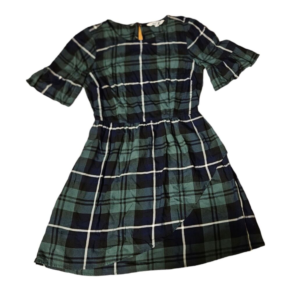 Speechless Green and Blue Plaid Midi Dress
